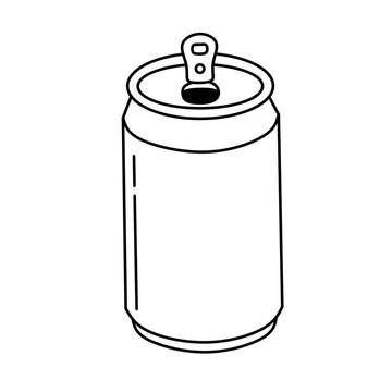 Aluminum soda can icon with opened ring pull tab