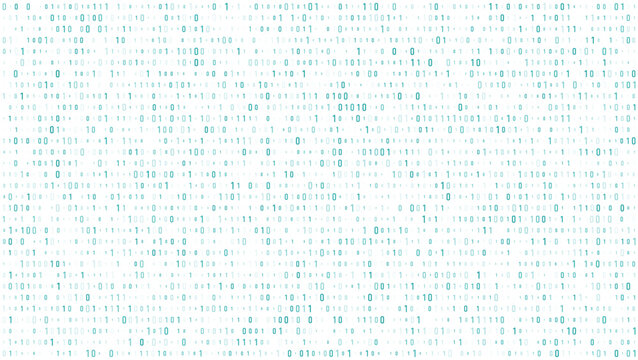 Seamless digital binary code pattern with zero and one numbers, for technology background