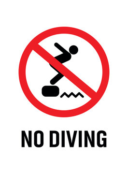 no diving sign on white background