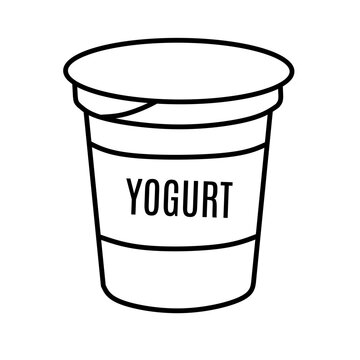 Minimal yogurt cup icon with a black line art outline