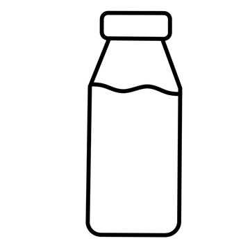 Glass milk bottle with cap and liquid level line