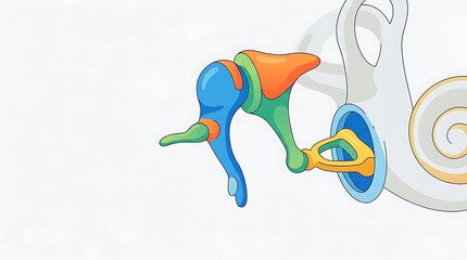 Anatomy of the human inner ear showing ossicles and cochlea © Retno