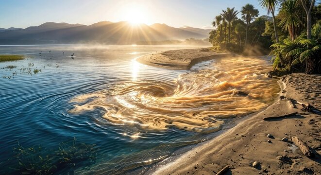 Where rivers and seas intertwine, a moment of nature's magic.