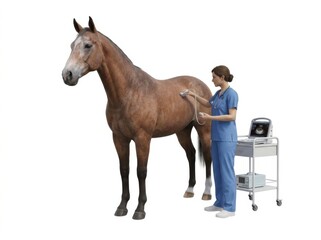 Obraz premium Elderly mare getting medical attention at an equine rescue organization