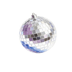 Obraz premium Disco ball reflections: A close-up shot of a disco ball, with its myriad of mirrored facets reflecting a spectrum of colorful lights, evoking a sense of celebration and fun.