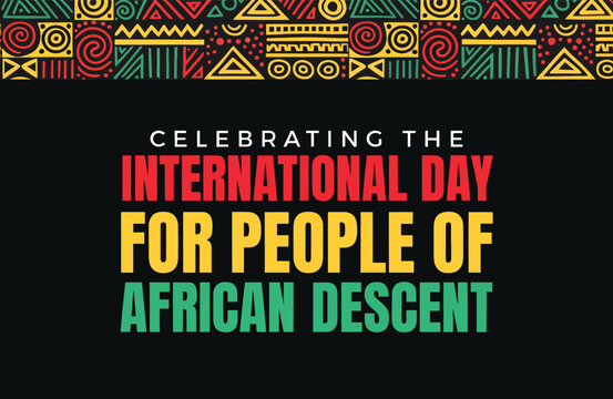 Celebrating International Day for People of African Descent Banner with Pan African Geometric Pattern Header