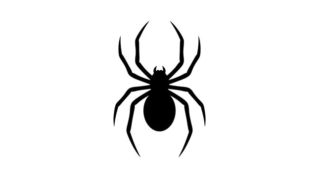 Helloween Black spider silhouette vector icon, minimalist arachnid illustration, creepy crawly insect symbol for Halloween decor and logo design Vector