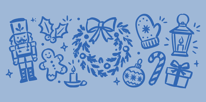 Christmas Doodle Set Hand Drawn Vector Illustration