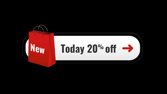 Digital discount banner promoting 20% off sale. Modern online shopping ad for e-commerce deals.