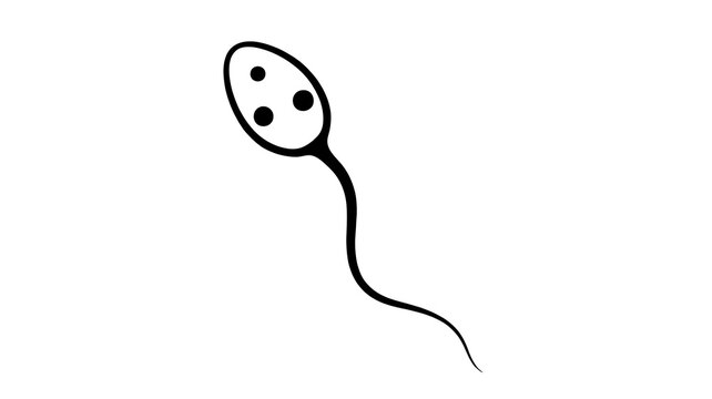 Minimal sperm cell icon on white background representing fertility reproductive health and human biology