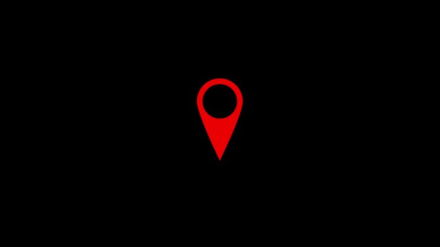 popping map pin bouncing map lcons location, Lifestyle Symbols for a Vacation and Tourism Concept, Travel Icons Pop Up Animation on black Screen, 4k video