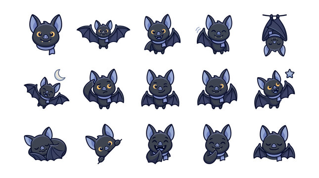 Various cartoon bat characters in different poses and expressions