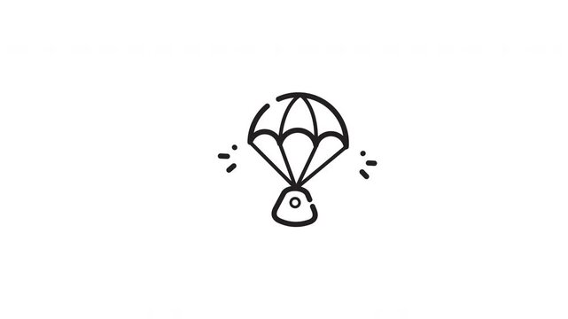 Simple minimalist black line drawing parachute symbol for graphic designs. Suitable for logos, branding, icons, artwork, web graphics, and more.