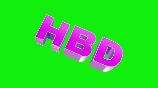 Colorful 3D HBD text on vibrant green background. Festive greeting for celebrations.