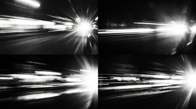 High Speed Black and White Light Burst and Streak Overlays Set