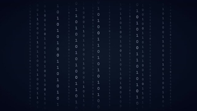 Binary Code Rain Animation Falling Digital Numbers Matrix Background 4K Loop