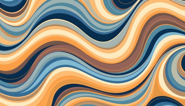 The image features a vibrant abstract pattern composed of flowing, wavy lines that create a sense of movement and fluidity
