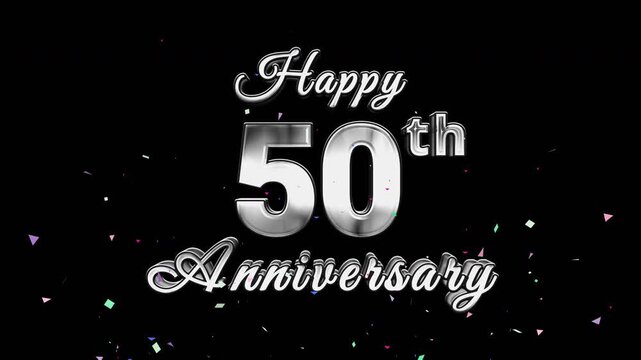 3D blue metallic 60th Anniversary text with colorful confetti bursting from below on a black background.