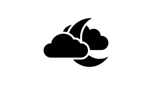 Vector illustration of night weather icon with moon and clouds on a transparent background