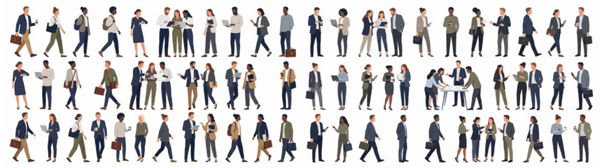 Obraz premium Flat Vector Faceless Business Professional People Character Architectural Entourage Set
