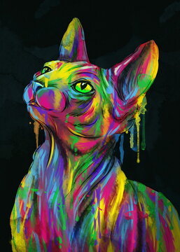 Colorful Egyptian Cat Cartoon Illustration Inspired by Ancient Egypt