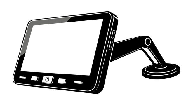 Dash camera with suction cup mount black and white silhouette dashcam vehicle recorder driving monitor screen display