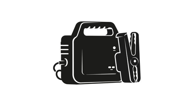 Vintage camera depiction in black and white silhouette retro photographic photography old fashioned antique classic equipment device monochrome