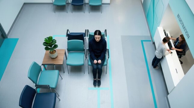 Modern Medical Waiting Room And Registration Area With Patient