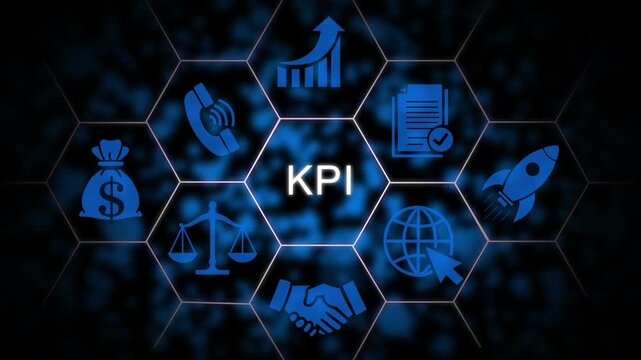 Kpi business performance metrics digital infographic with animated and data growth analysis key performance indicator