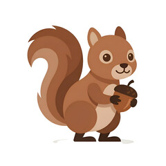 Obraz premium Cute Cartoon Squirrel Holding an Acorn Vector Illustration