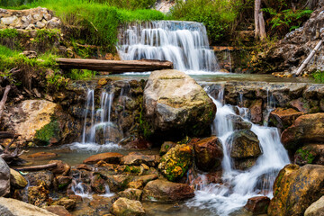 Naklejka premium Small tiered waterfall in Rancabali