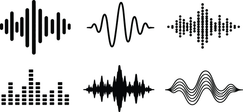 Collection of Sound Wave and Audio Visualization Icons Art & Illustration Art & Illustration