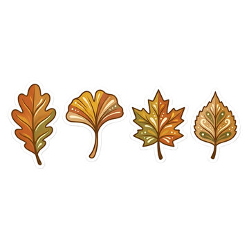 Decorative Autumn Leaf Sticker Set for Fall Design Projects