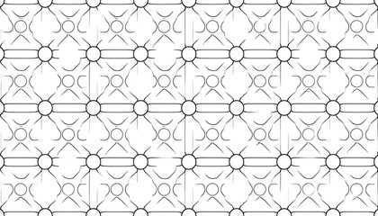Obraz premium Abstract Geometric Pattern with Circles and Lines, Minimalist Vector Design, Seamless Repeat