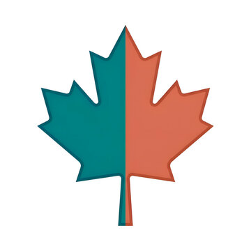 Minimalist Dual-Tone Maple Leaf Graphic on Black Background