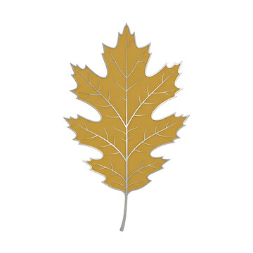 Stylized Golden Oak Leaf Illustration Isolated on Black Background