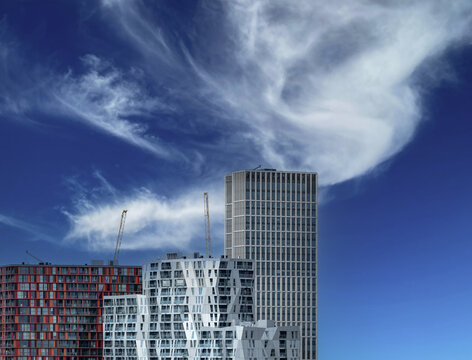 Modern High Rise Buildings with Glass Facades