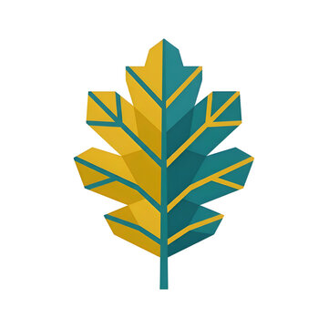 Stylized Geometric Oak Leaf Graphic on Black Background