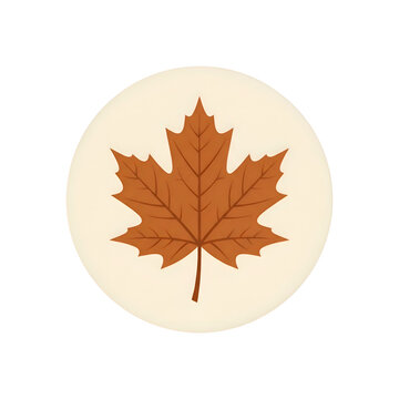 Autumn Maple Leaf Illustration Icon in Circle on Black Background