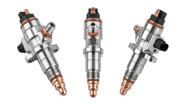 Diesel fuel injector nozzle parts, automotive repair and maintenance concept