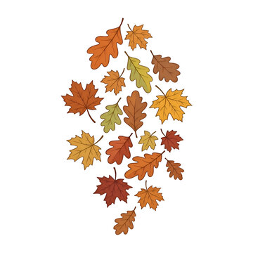 Falling Autumn Leaves Vector Illustration on Black Background