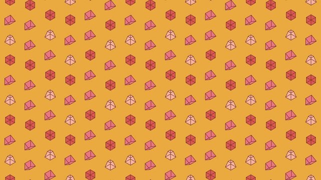 Seamless geometric pattern loop in yellow, orange, pink - trendy animated 4K motion background for video editing, social media and presentation