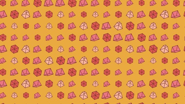 Seamless geometric pattern loop in yellow, orange, pink - minimalist animated 4K motion background for video editing, social media and presentation