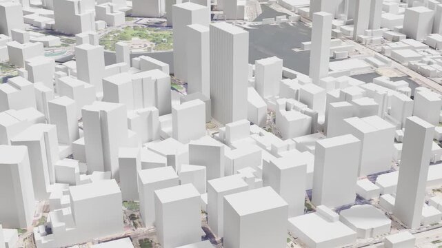 Abstract White City Aerial View Loop, Minimal 3D Animation, 4K
