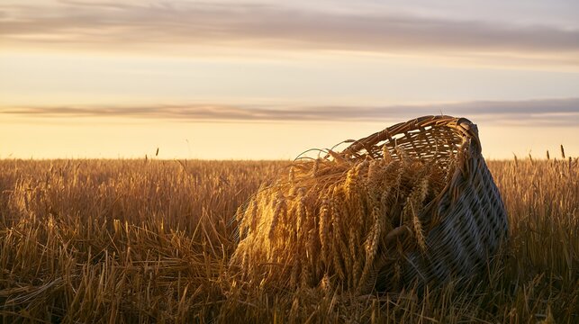 Golden Harvest Sunrise A Tranquil Rural Landscape Overflowing With Warm Rustic Beauty