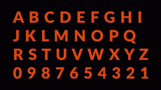 Alphabet text animation from a to z on transparent background, neon glowing alphabet fire sign animated text from A to Z with alpha channel in 4k.
