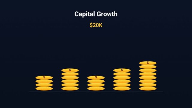 Animated Coin Stack and Rising Business Bar Chart Loop