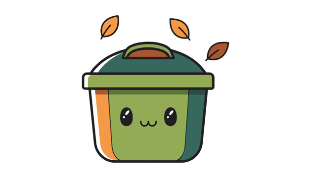 Smiling compost bin character for organic waste recycling