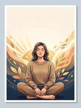 Woman meditating in a peaceful state of mindfulness