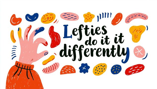 Lefty Pride Banner with Hand Drawing Colorful Shapes and Merchandise Quote